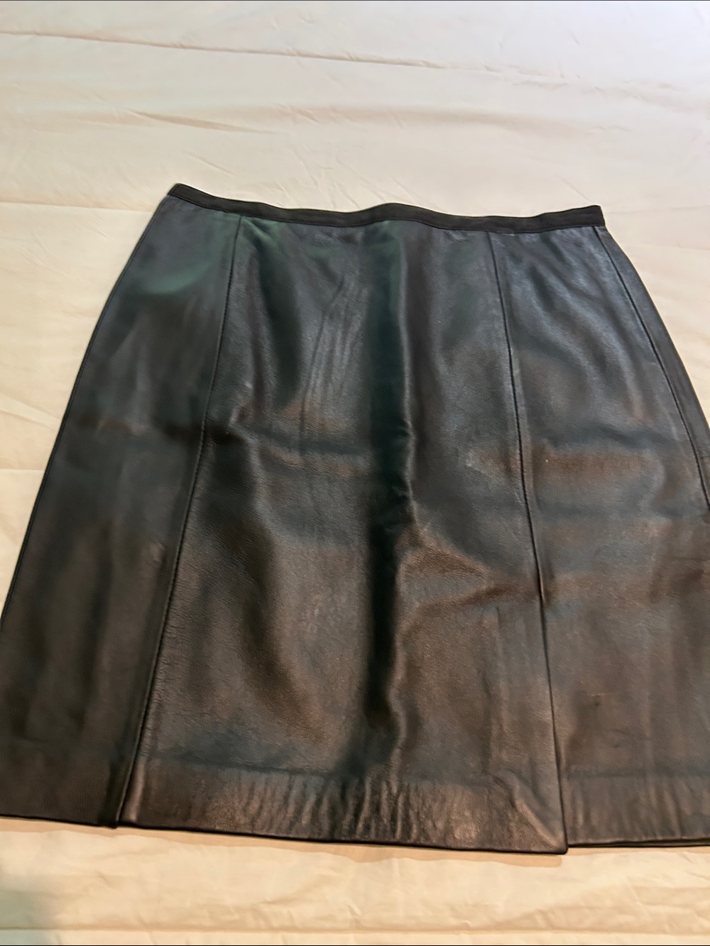 Jaclyn Smith Vintage Black Leather Pencil Straight Skirt Size12 Zip up NEW retro